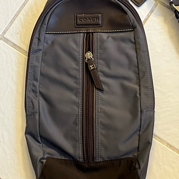Coach Charcoal and Brown Belt Chest Back Sling Bag F70692 - Picture 2 of 13